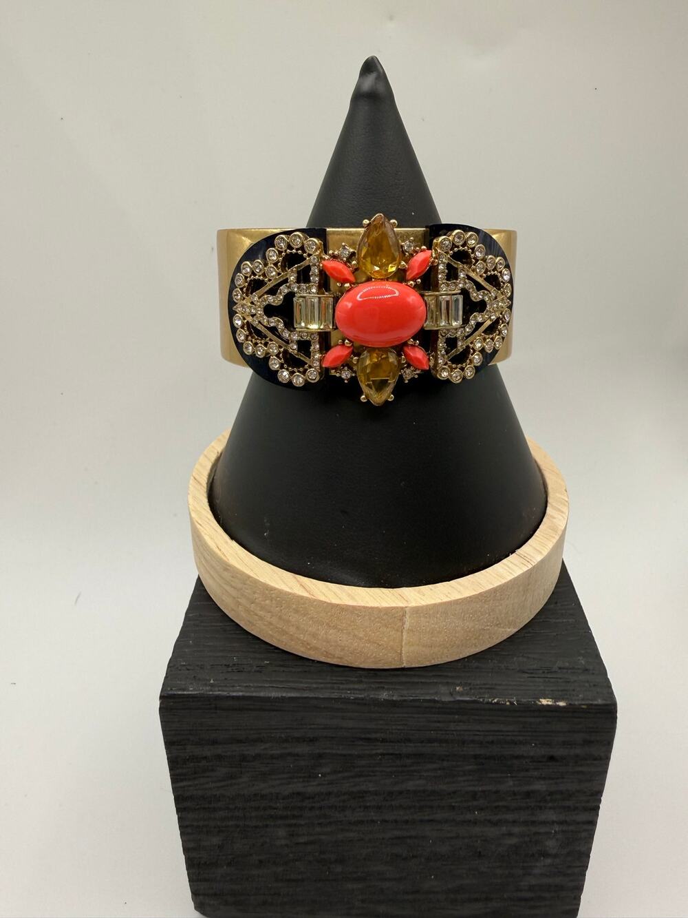J Crew Cuff Bracelet with Art Deco Embellishment